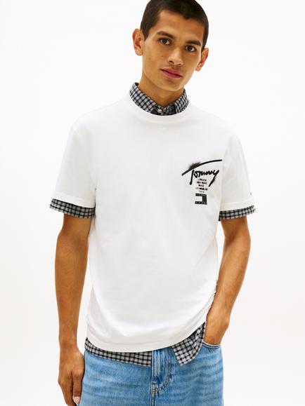 Tommy Hilfiger Cotton Regular Fit Short Sleeve Signature Graphic T-Shirt, White