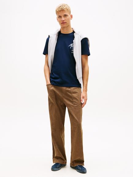 Tommy Hilfiger Cotton Regular Fit Short Sleeve Signature Graphic T-Shirt - view 2, Dark Blue