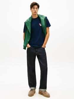 Tommy Hilfiger Cotton Regular Fit Short Sleeve Signature Logo T-Shirt - view 2, Dark Blue