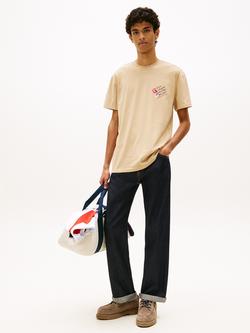 Tommy Hilfiger Cotton Regular Fit Short Sleeve Signature Logo T-Shirt - view 2, Beige