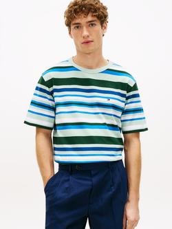Tommy Hilfiger Cotton Regular Fit Short Sleeve Stripe T-Shirt, Multi, Multi
