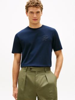 Tommy Hilfiger Tonal Logo Embroidered T-Shirt, Dark Blue