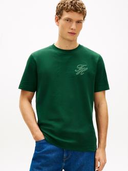 Tommy Hilfiger Tonal Logo Embroidered T-Shirt, Dark Green