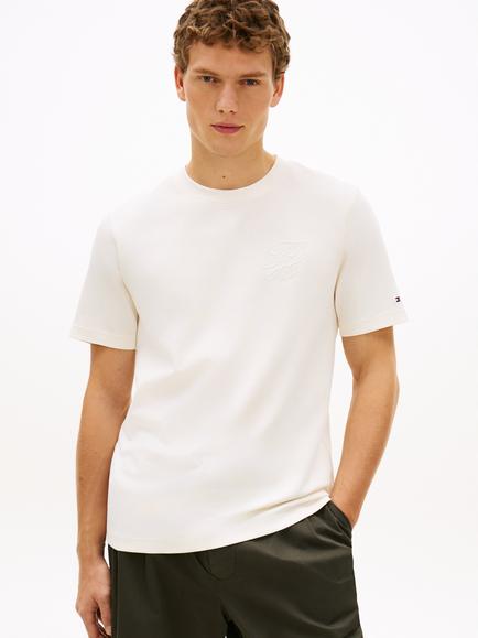 Tommy Hilfiger Cotton Regular Fit Short Sleeve Tonal Logo T-Shirt, Beige, Beige