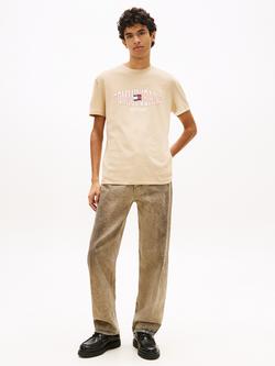 Tommy Hilfiger Cotton Regular Fit Wavy Flag Logo T-Shirt - view 2, Beige