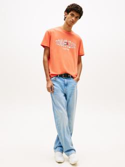 Tommy Hilfiger Cotton Regular Fit Wavy Flag Logo T-Shirt - view 2, Coral