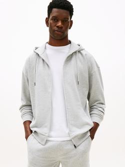 Tommy Hilfiger Cotton Blend Original Zip-Through Lounge Hoodie, Light Grey, Light Grey