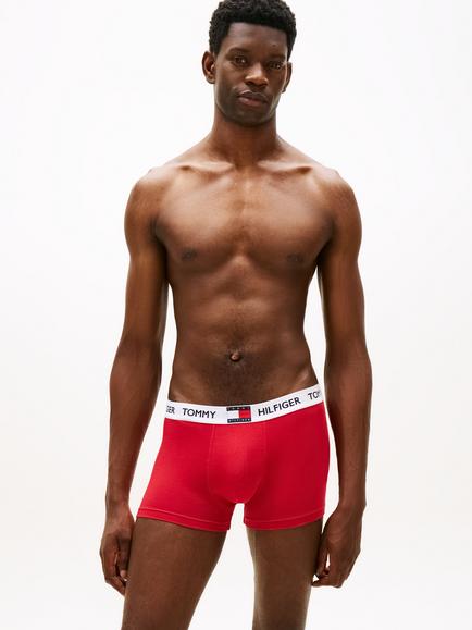 Tommy Hilfiger Cotton Rich Retro Repeat Logo Trunks, Pack of 3, Red/Multi - view 2, Red/Multi