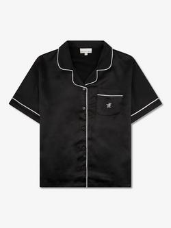 The Little Tailor Kids' Satin Short Pyjama Set, Black - view 2, Black