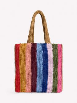 Boden Stripe Raffia Shopper Tote Bag, Multi, Multi