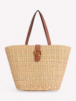 Boden Buckle Raffia Tote Bag, Natural, Natural