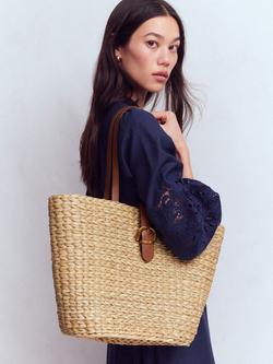 Boden Buckle Raffia Tote Bag, Natural - view 2, Natural