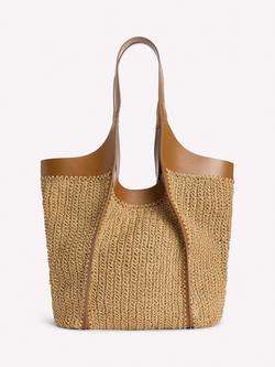 Boden Leather Trim Straw Tote Bag, Natural Raffia, Natural Raffia