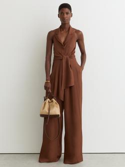 Reiss Taya Tie Front Jumpsuit, Rust, Rust
