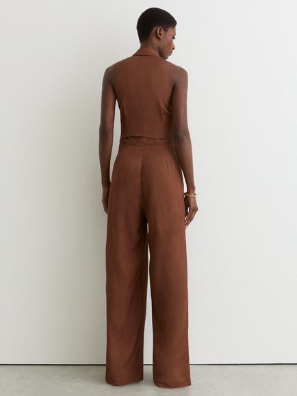 Reiss Taya Tie Front Jumpsuit, Rust - view 2, Rust