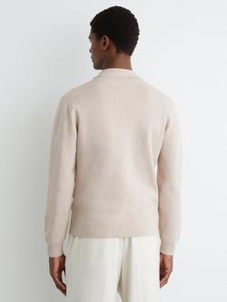 Reiss Plaza Collared Cardigan, Oatmeal - view 2, Oatmeal