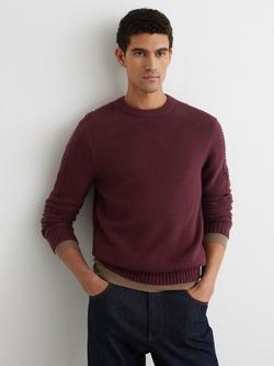 Reiss Beech Wool Rich Crew Neck Jumper, Grape