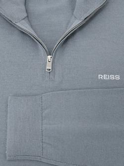 Reiss Osborne Wool Fine Knit Zip Neck Jumper - view 2, Steel