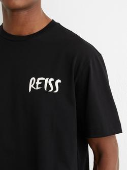 Reiss Abbott Cotton Logo T-Shirt, Black - view 2, Black