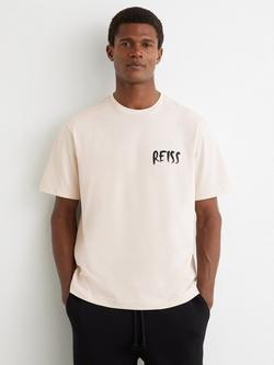 Reiss Abbott Cotton Logo T-Shirt, Stone, Stone