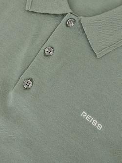 Reiss Albion Wool Short Sleeve Polo Shirt, Sage - view 2, Sage