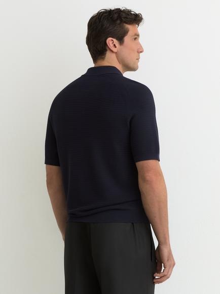 Reiss Estate Zip Collar Polo Shirt, Navy - view 2, Navy