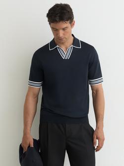 Reiss Poole Stripe Polo Shirt, Navy, Navy