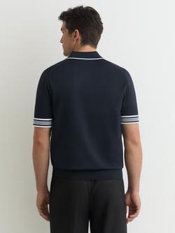 Reiss Poole Stripe Polo Shirt, Navy - view 2, Navy