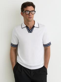 Reiss Poole Stripe Polo Shirt, White, White