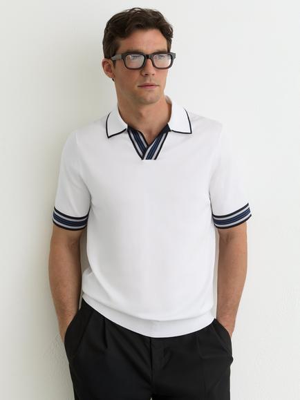 Reiss Poole Stripe Polo Shirt, White, White