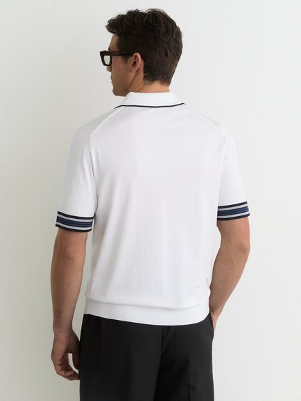 Reiss Poole Stripe Polo Shirt, White - view 2, White