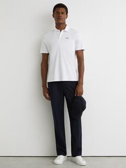 Reiss Tello Cotton Polo Shirt, White, White