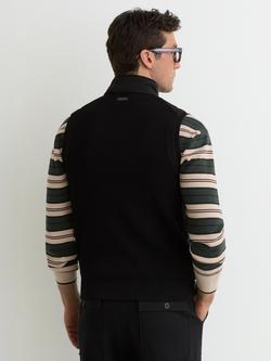 Reiss Orson Quilted Gilet, Black - view 2, Black