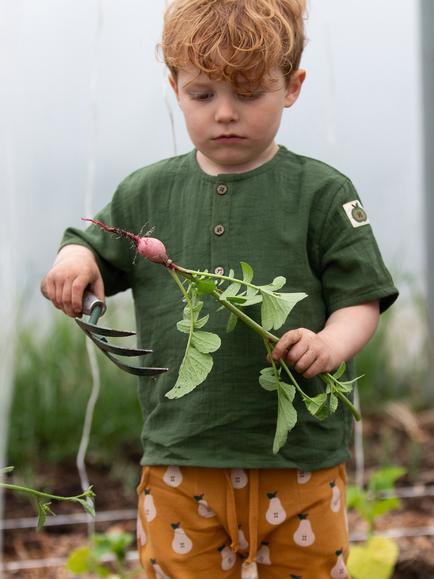 Little Green Radicals Short Sleeved Henley Top - view 2, Chive