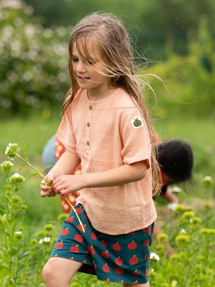 Little Green Radicals Short Sleeved Henley Top - view 2, Coral