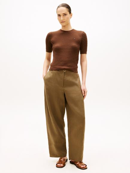 Tommy Hilfiger Cable Knit Short Sleeve Jumper - view 2, Legacy Brown