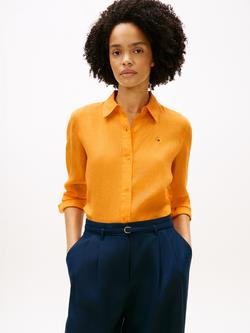 Tommy Hilfiger Relaxed Fit Pure Linen Shirt, Orange Flash, Orange Flash