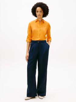 Tommy Hilfiger Relaxed Fit Pure Linen Shirt, Orange Flash - view 2, Orange Flash