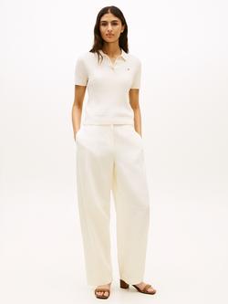 Tommy Hilfiger Logo Cable Knit Top, Heather Ivory Petal - view 2, Heather Ivory Petal