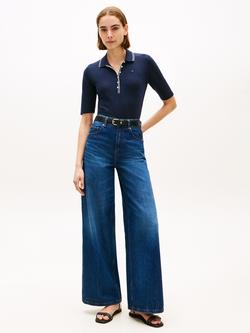 Tommy Hilfiger Contrast Trim Slim Fit Polo Shirt, Dark Night Navy - view 2, Dark Night Navy