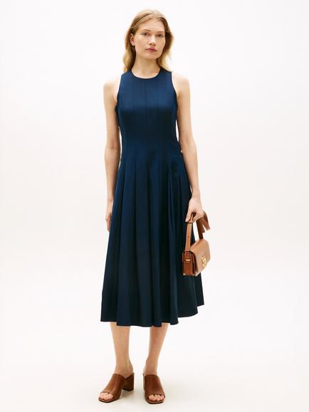 Tommy Hilfiger Crew Neck Button Side Midi Dress, Dark Night Navy