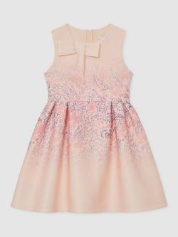 Reiss Kids' Floral Print Sleeveless Scuba Dress, Pink, Pink