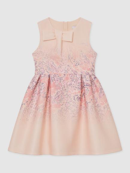 Reiss Kids' Floral Print Sleeveless Scuba Dress, Pink, Pink