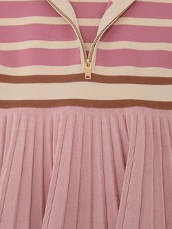 Reiss Kids' Cotton Collared Stripe Knit Dress, Pink - view 2, Pink