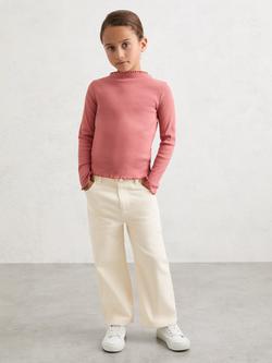 Reiss Kids' Sky Wide Leg Jeans, Ecru, Ecru