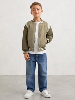 Reiss Kids' Colour Block Bomber Jacket, Green, Green