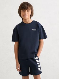 Reiss Kids' Ross Short Sleeve Logo T-Shirt, Navy, Navy