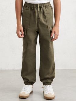 Reiss Kids' Cotton Cuffed Cargo Trousers, Khaki, Khaki