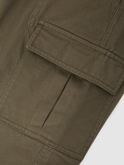 Reiss Kids' Cotton Cuffed Cargo Trousers, Khaki - view 2, Khaki