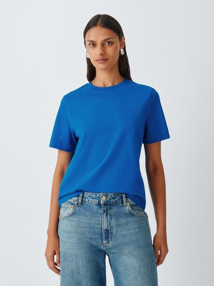 John Lewis Organic Cotton Short Sleeve Crew Neck T-Shirt, Blue
